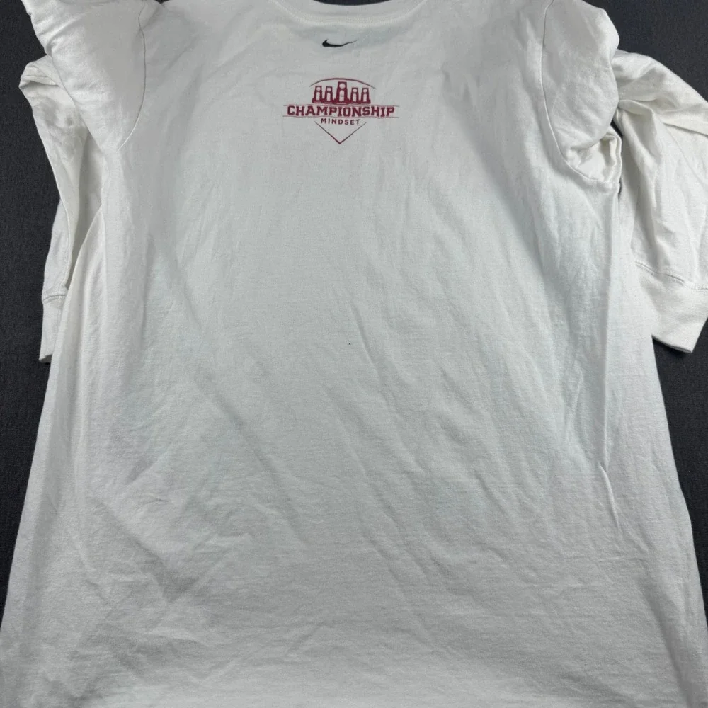 OU Nike Mens Intent Championship Mindset Long Sleeve Graphic Tee White Red MED